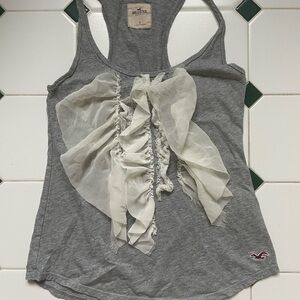 Hollister Gray Tank Top with White Ruffle
